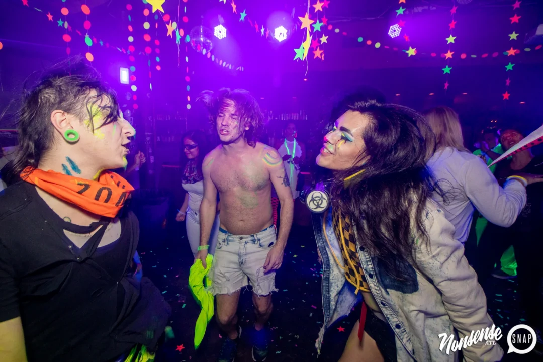 Nonsense GLOW - November 2019. The Basement - East Atlanta. Kimber was the DJ. Special decor by Tad. Photos by Oh Snap