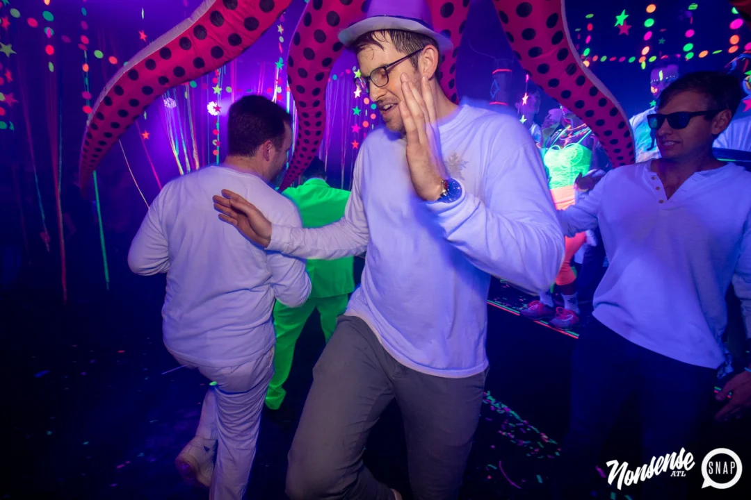 Nonsense GLOW - November 2019. The Basement - East Atlanta. Kimber was the DJ. Special decor by Tad. Photos by Oh Snap