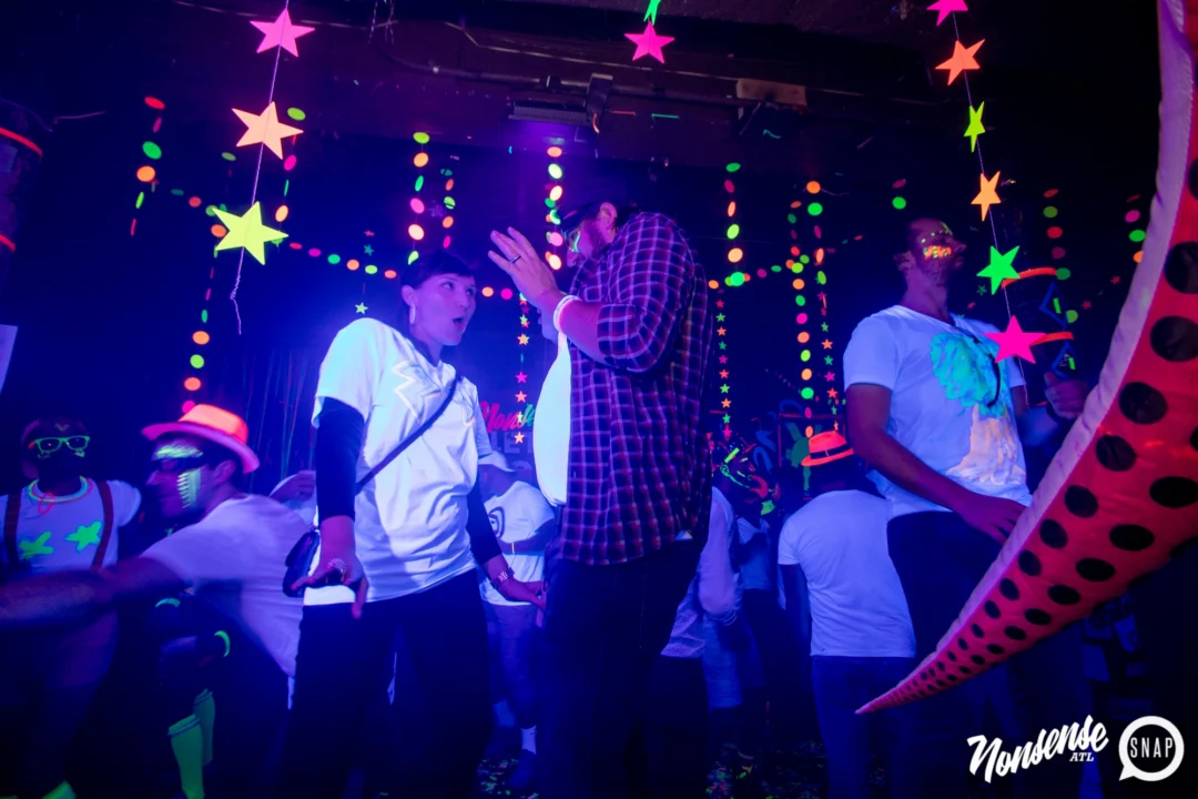 Nonsense GLOW - November 2019. The Basement - East Atlanta. Kimber was the DJ. Special decor by Tad. Photos by Oh Snap