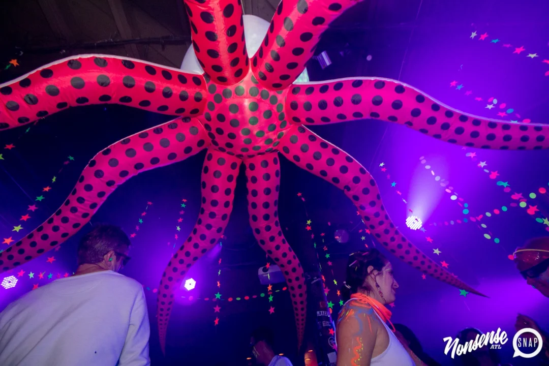 Nonsense GLOW - November 2019. The Basement - East Atlanta. Kimber was the DJ. Special decor by Tad. Photos by Oh Snap
