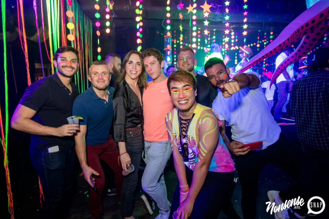 Nonsense GLOW - November 2019. The Basement - East Atlanta. Kimber was the DJ. Special decor by Tad. Photos by Oh Snap