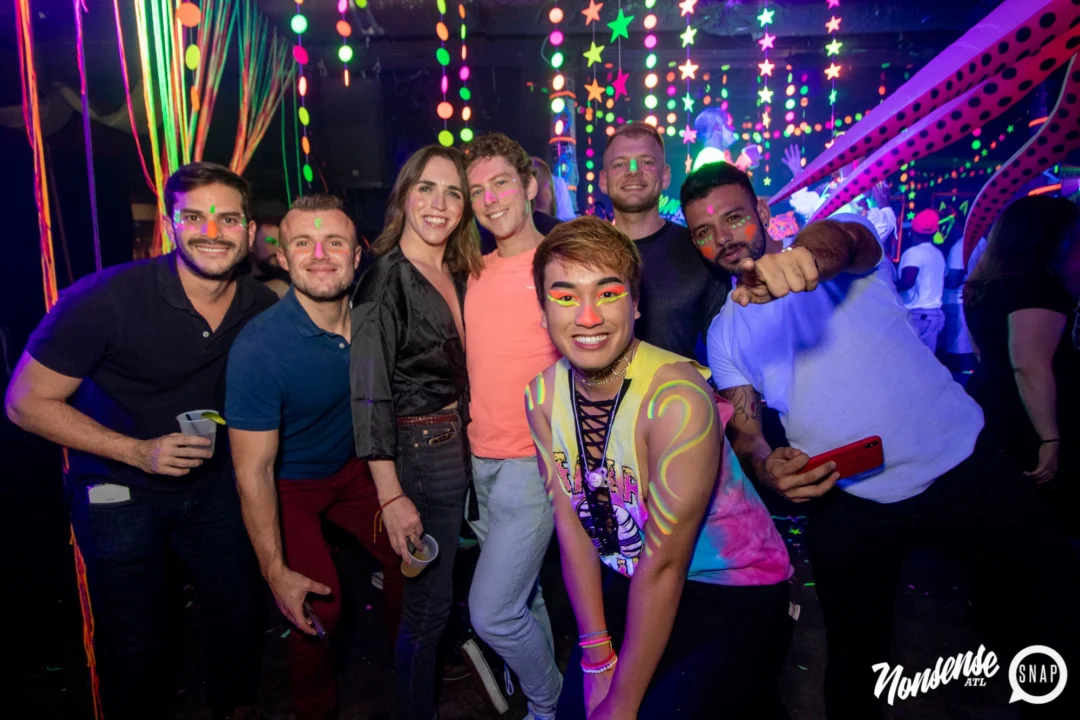 Nonsense GLOW - November 2019. The Basement - East Atlanta. Kimber was the DJ. Special decor by Tad. Photos by Oh Snap