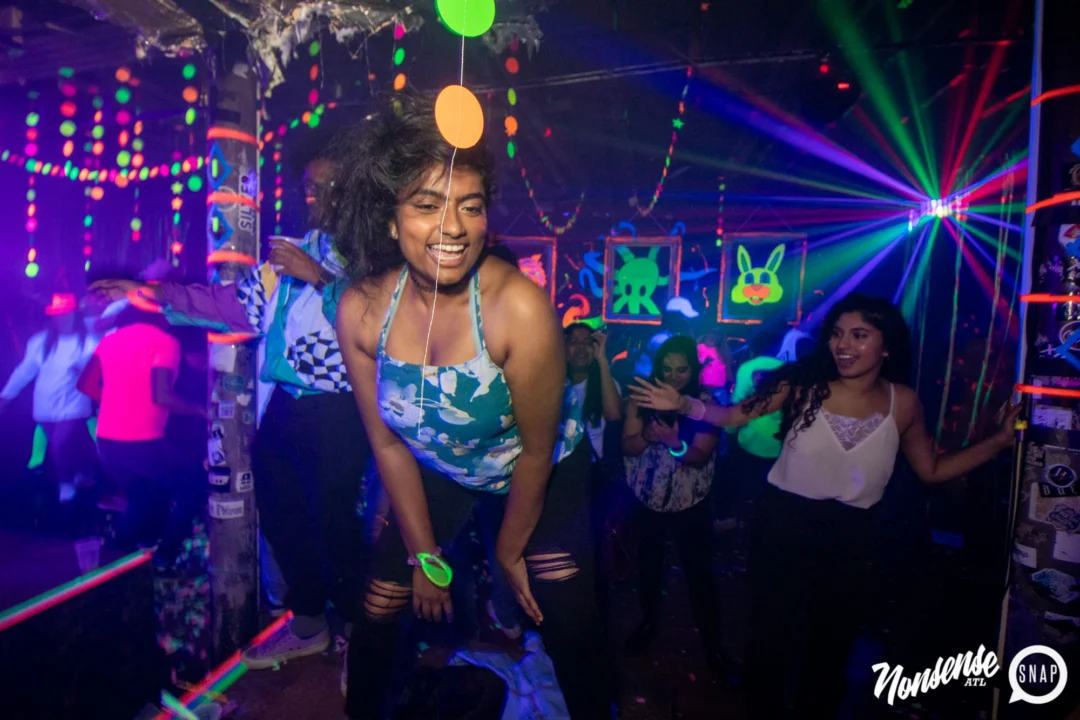 Nonsense GLOW - November 2019. The Basement - East Atlanta. Kimber was the DJ. Special decor by Tad. Photos by Oh Snap