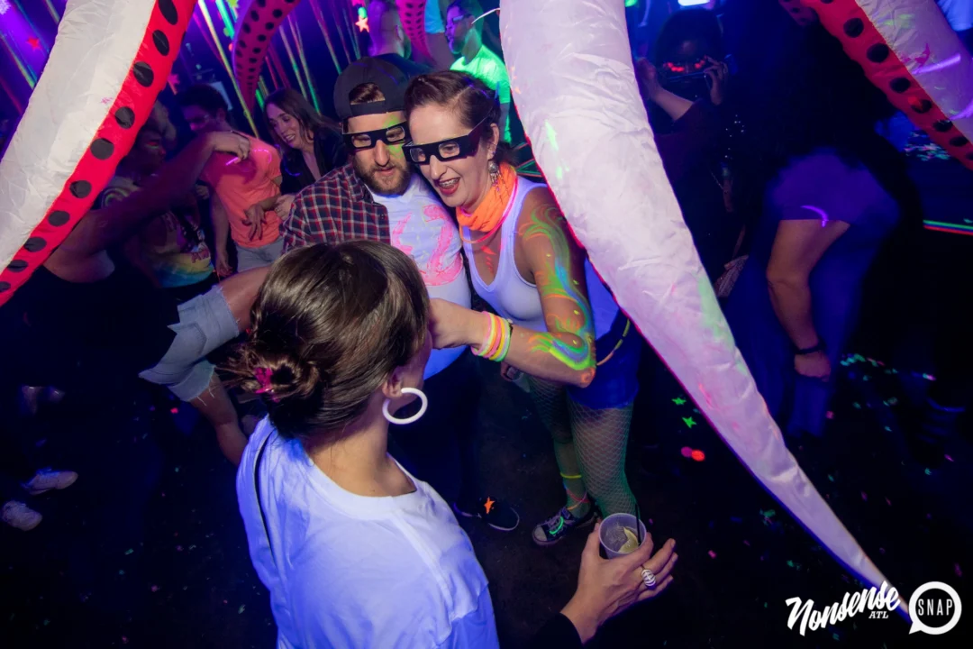Nonsense GLOW - November 2019. The Basement - East Atlanta. Kimber was the DJ. Special decor by Tad. Photos by Oh Snap