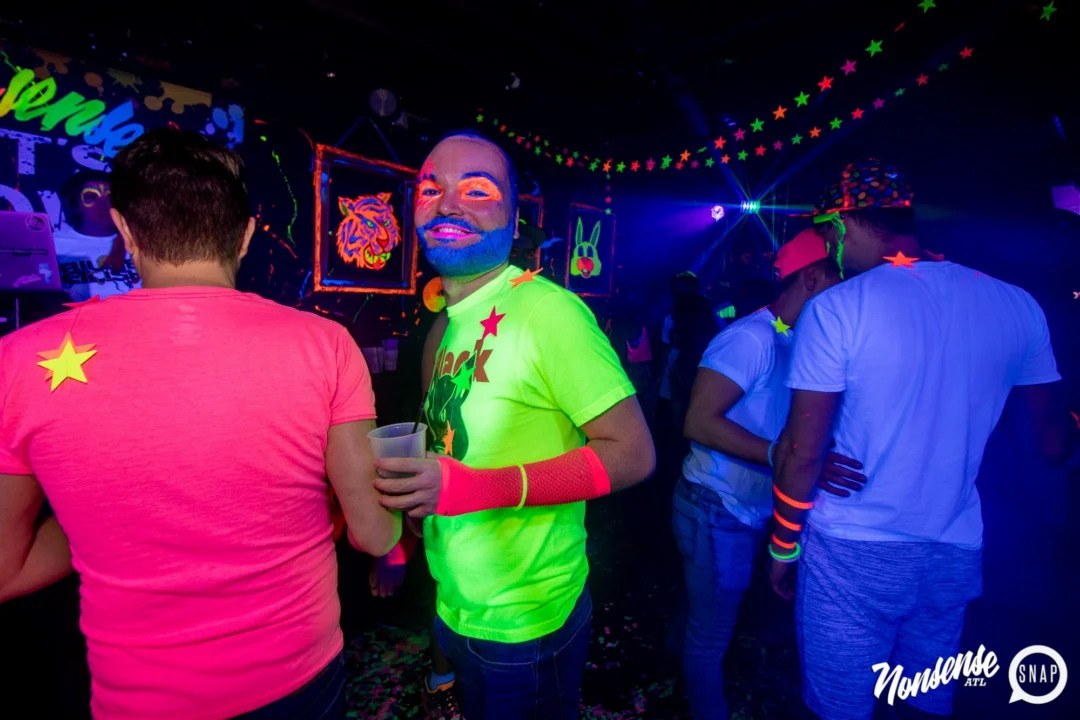 Nonsense GLOW - November 2019. The Basement - East Atlanta. Kimber was the DJ. Special decor by Tad. Photos by Oh Snap