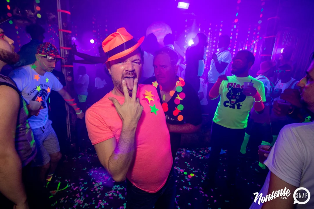 Nonsense GLOW - November 2019. The Basement - East Atlanta. Kimber was the DJ. Special decor by Tad. Photos by Oh Snap
