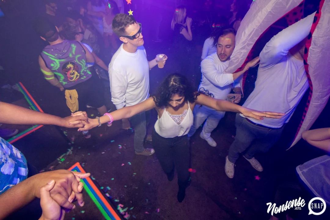 Nonsense GLOW - November 2019. The Basement - East Atlanta. Kimber was the DJ. Special decor by Tad. Photos by Oh Snap