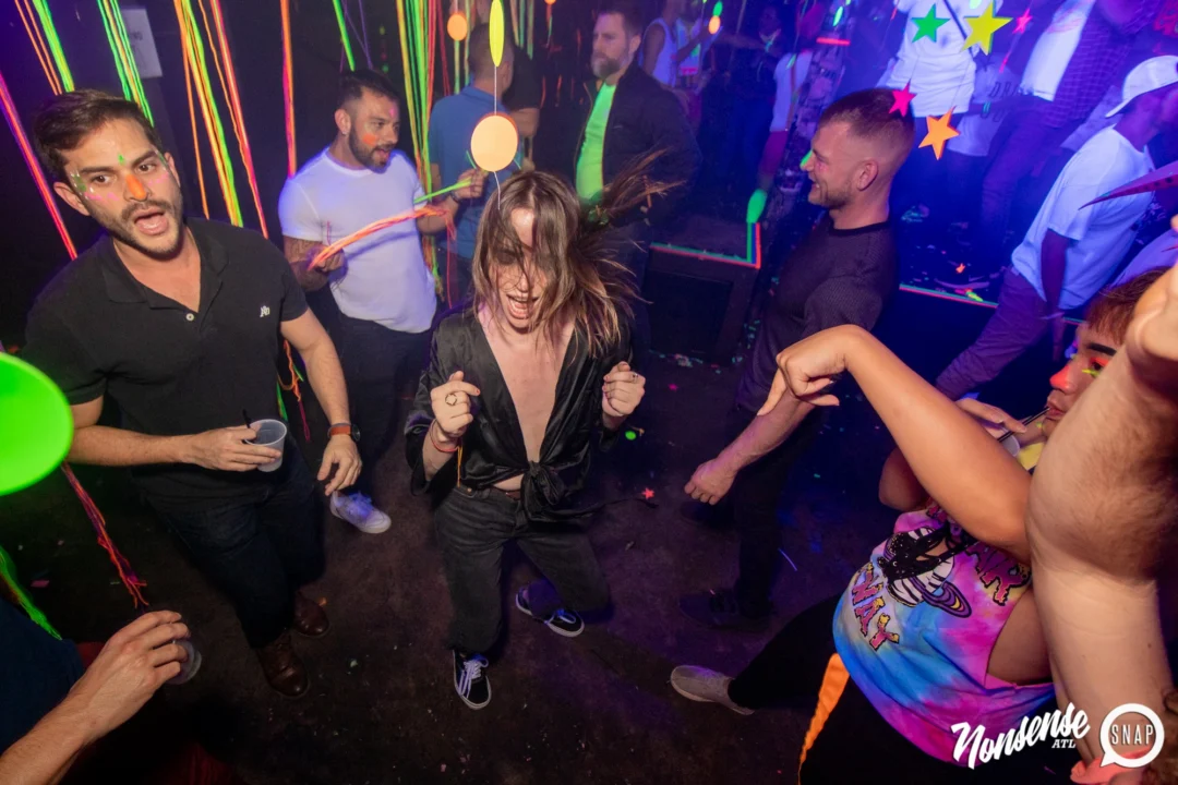 Nonsense GLOW - November 2019. The Basement - East Atlanta. Kimber was the DJ. Special decor by Tad. Photos by Oh Snap