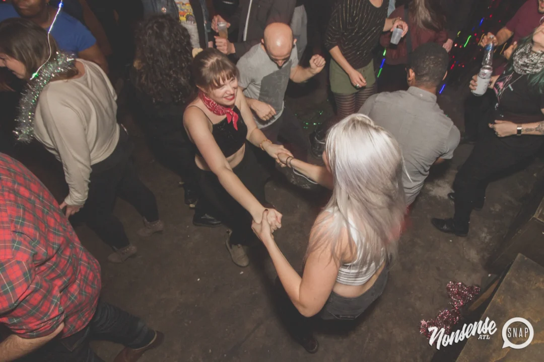 Nonsense Holiday Dance Party Spectacular 2019 at The Basement! Friday December 20, 2019. Santa! Krampus! Kimber! ALL OF THE LIGHTS! Photo by Oh Snap!