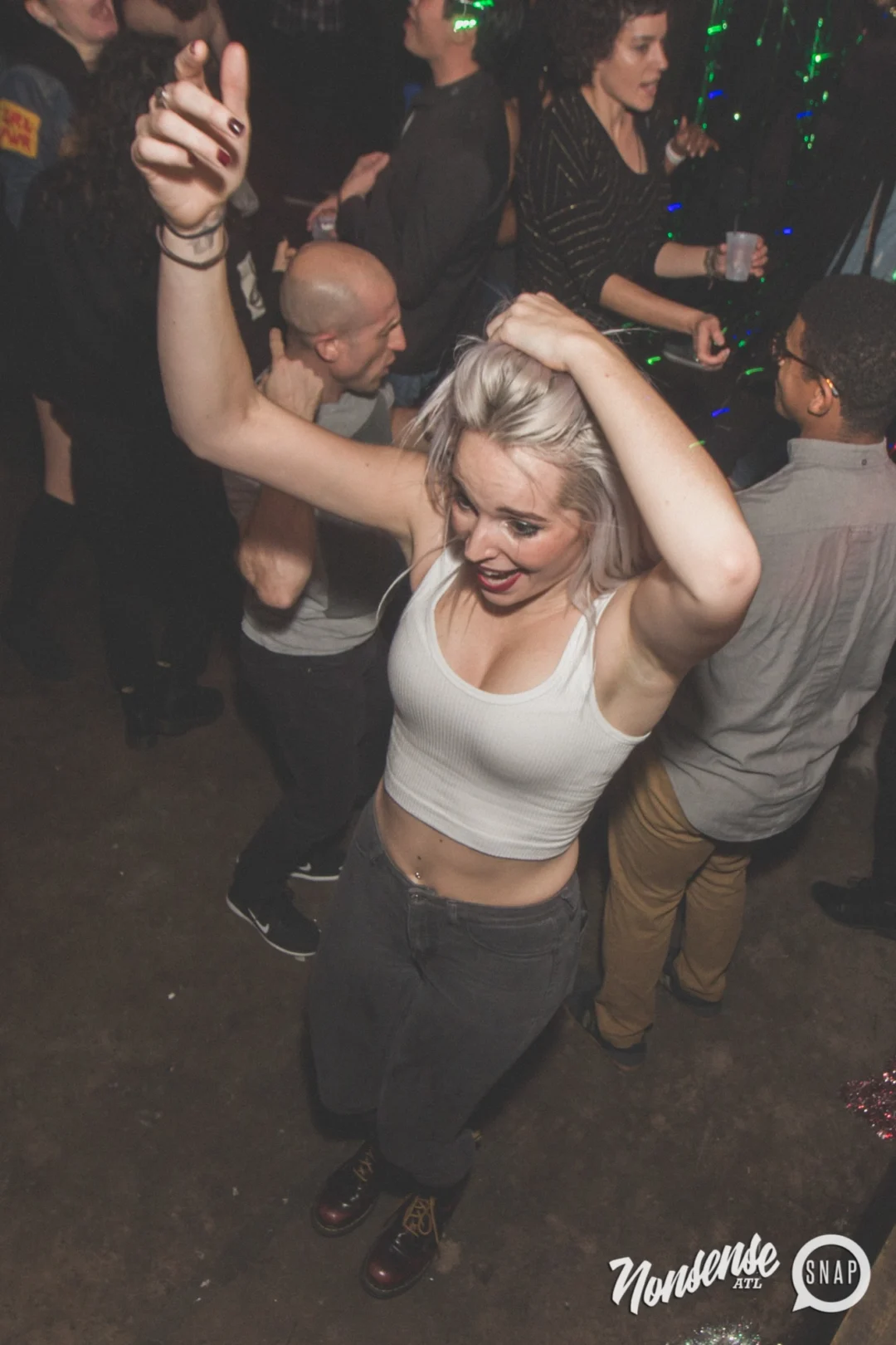 Nonsense Holiday Dance Party Spectacular 2019 at The Basement! Friday December 20, 2019. Santa! Krampus! Kimber! ALL OF THE LIGHTS! Photo by Oh Snap!