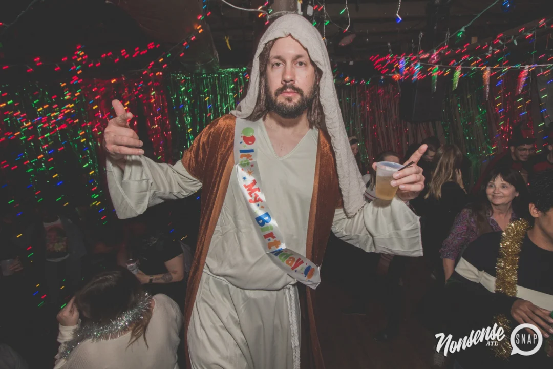 Nonsense Holiday Dance Party Spectacular 2019 at The Basement! Friday December 20, 2019. Santa! Krampus! Kimber! ALL OF THE LIGHTS! Photo by Oh Snap!