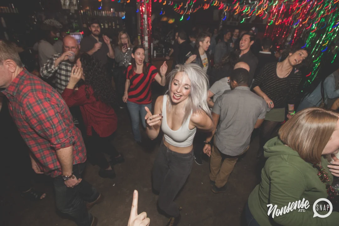 Nonsense Holiday Dance Party Spectacular 2019 at The Basement! Friday December 20, 2019. Santa! Krampus! Kimber! ALL OF THE LIGHTS! Photo by Oh Snap!
