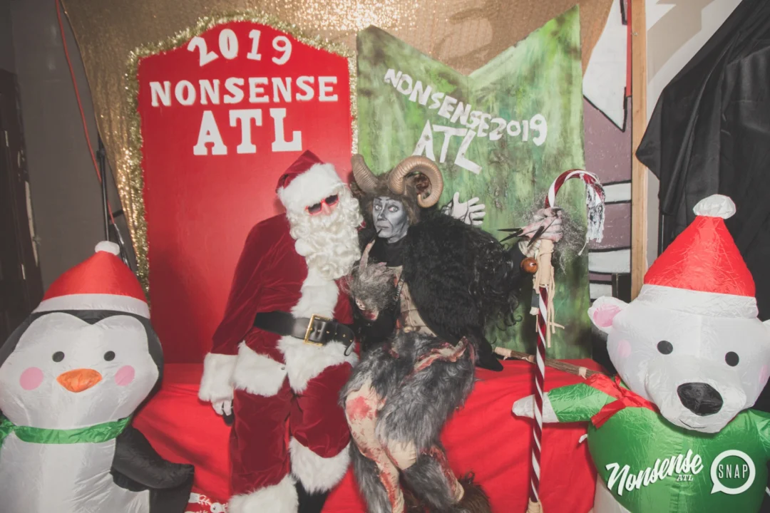 Nonsense Holiday Dance Party Spectacular 2019 at The Basement! Friday December 20, 2019. Santa! Krampus! Kimber! ALL OF THE LIGHTS! Photo by Oh Snap!