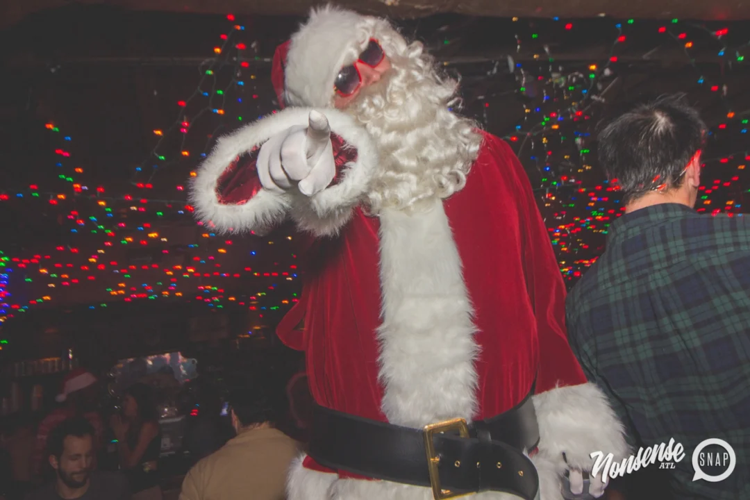 Nonsense Holiday Dance Party Spectacular 2019 at The Basement! Friday December 20, 2019. Santa! Krampus! Kimber! ALL OF THE LIGHTS! Photo by Oh Snap!