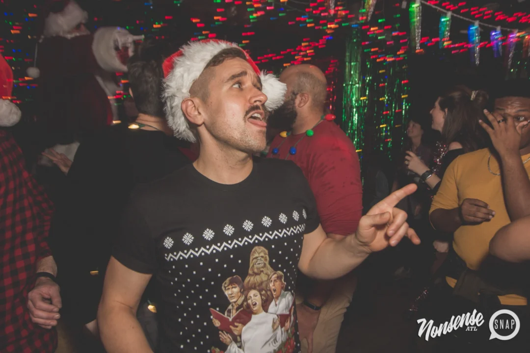 Nonsense Holiday Dance Party Spectacular 2019 at The Basement! Friday December 20, 2019. Santa! Krampus! Kimber! ALL OF THE LIGHTS! Photo by Oh Snap!