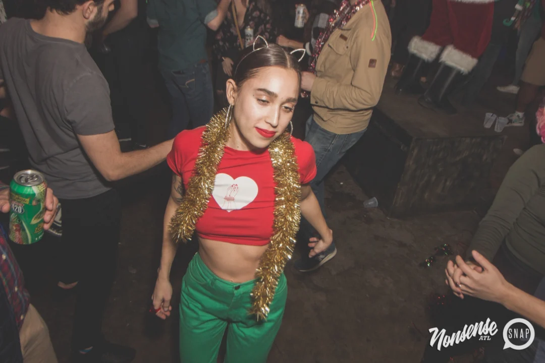 Nonsense Holiday Dance Party Spectacular 2019 at The Basement! Friday December 20, 2019. Santa! Krampus! Kimber! ALL OF THE LIGHTS! Photo by Oh Snap!