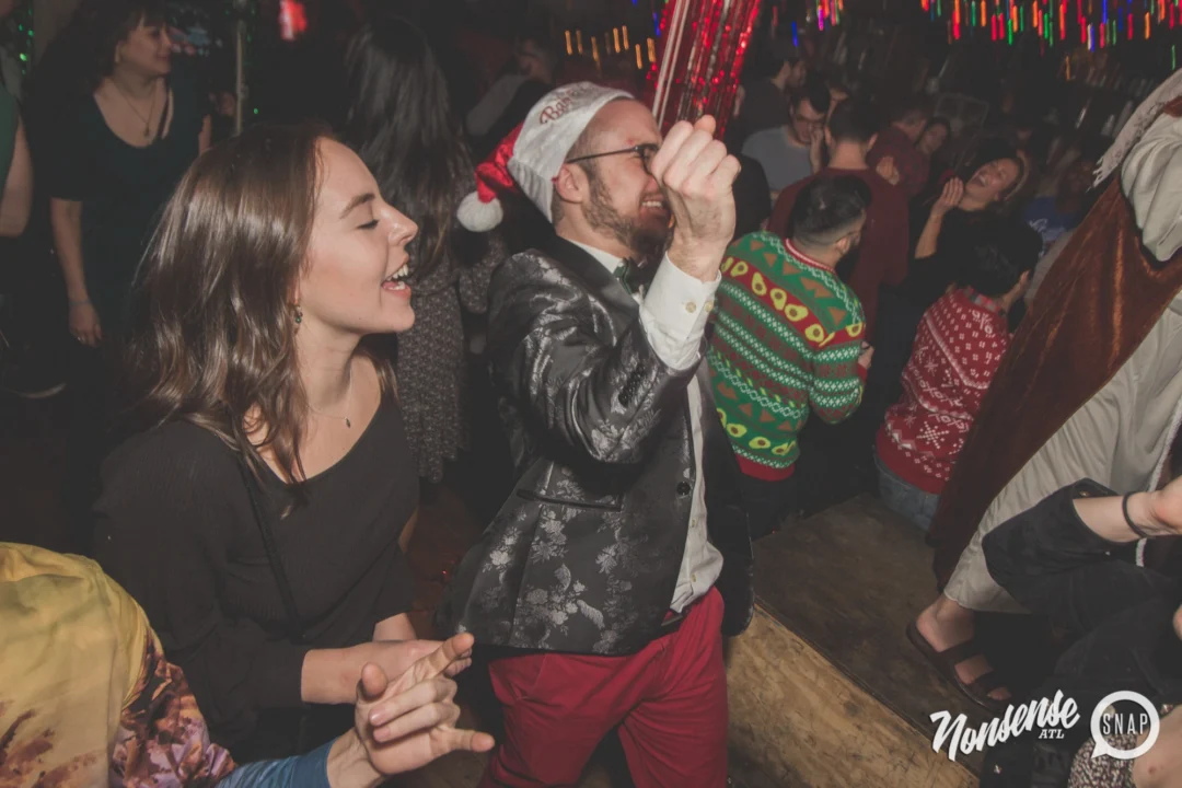 Nonsense Holiday Dance Party Spectacular 2019 at The Basement! Friday December 20, 2019. Santa! Krampus! Kimber! ALL OF THE LIGHTS! Photo by Oh Snap!