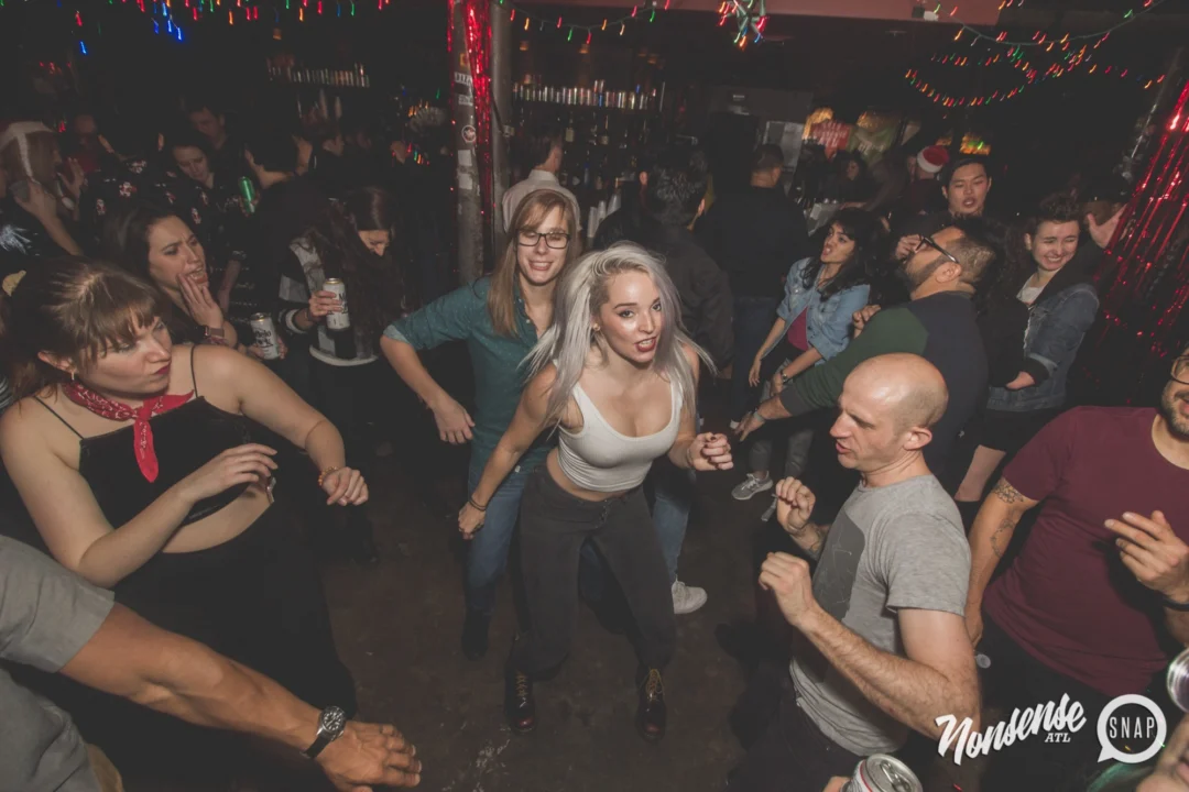 Nonsense Holiday Dance Party Spectacular 2019 at The Basement! Friday December 20, 2019. Santa! Krampus! Kimber! ALL OF THE LIGHTS! Photo by Oh Snap!