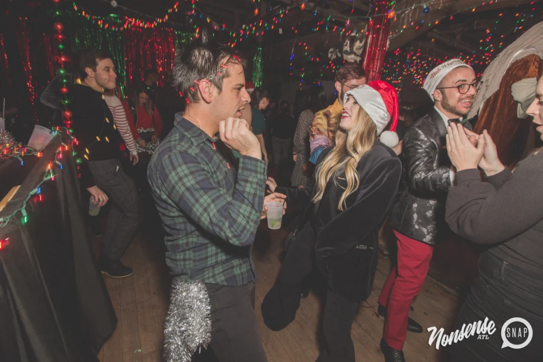 Nonsense Holiday Dance Party Spectacular 2019 at The Basement! Friday December 20, 2019. Santa! Krampus! Kimber! ALL OF THE LIGHTS! Photo by Oh Snap!