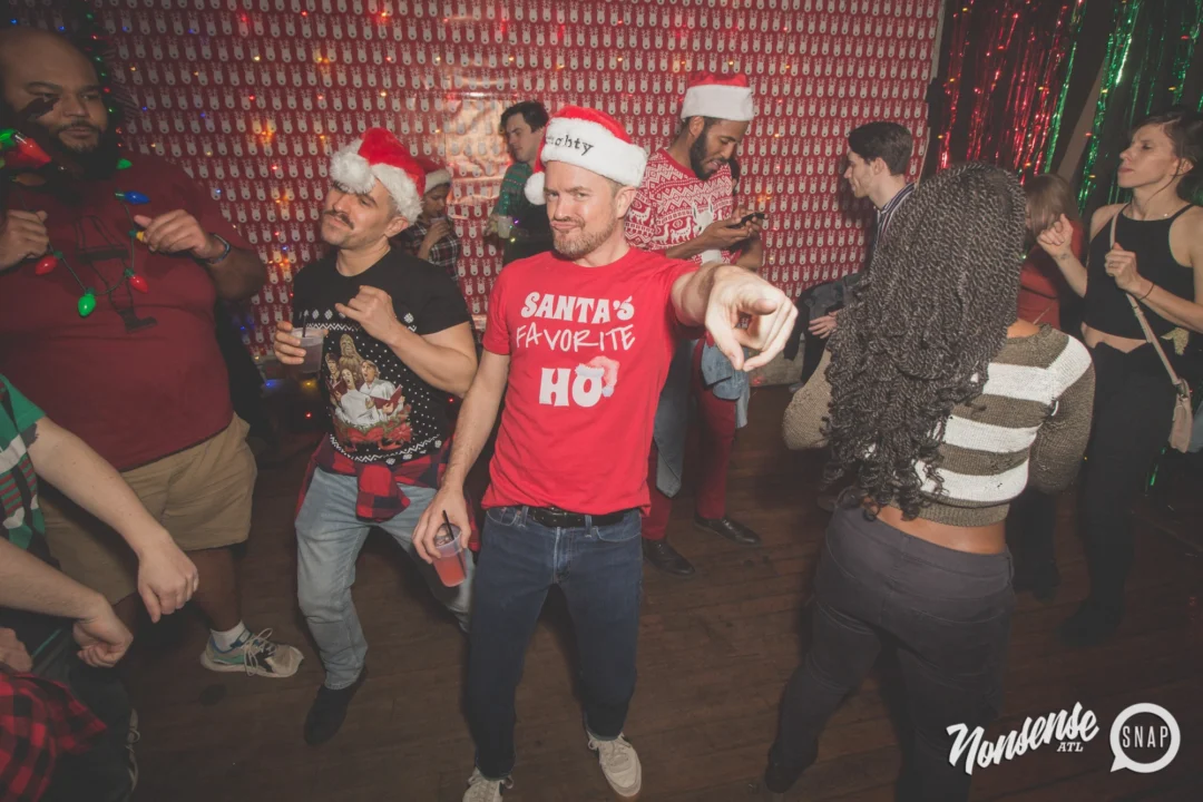 Nonsense Holiday Dance Party Spectacular 2019 at The Basement! Friday December 20, 2019. Santa! Krampus! Kimber! ALL OF THE LIGHTS! Photo by Oh Snap!