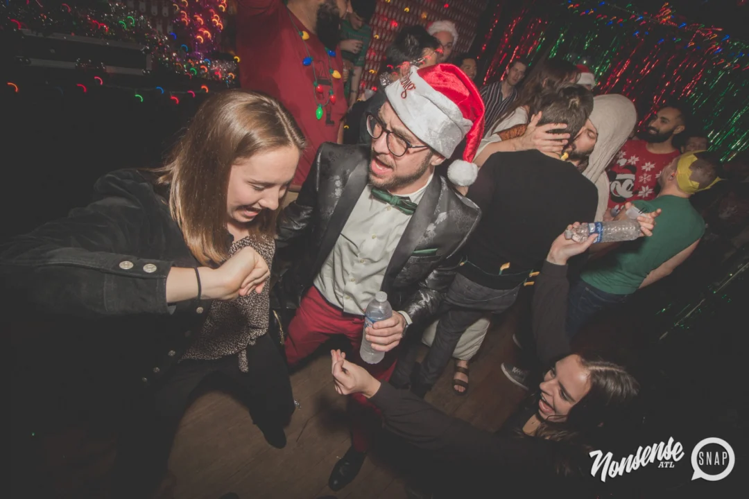 Nonsense Holiday Dance Party Spectacular 2019 at The Basement! Friday December 20, 2019. Santa! Krampus! Kimber! ALL OF THE LIGHTS! Photo by Oh Snap!