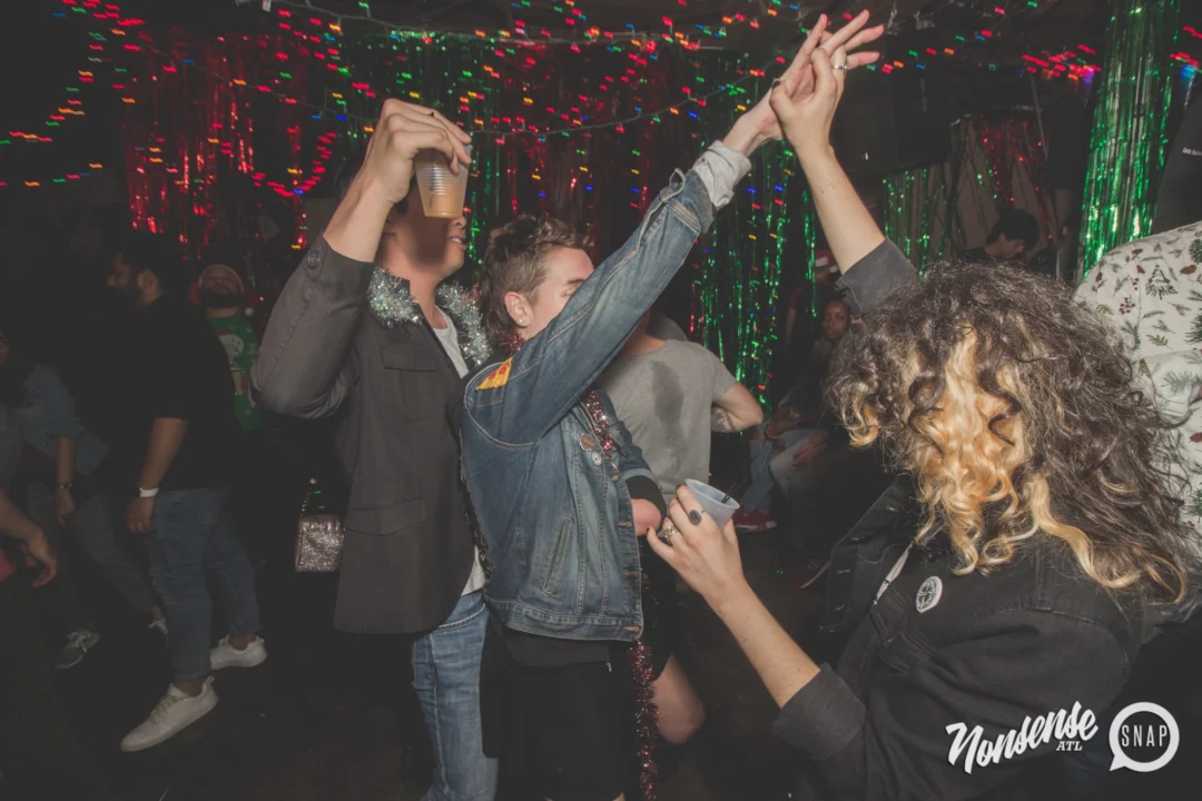 Nonsense Holiday Dance Party Spectacular 2019 at The Basement! Friday December 20, 2019. Santa! Krampus! Kimber! ALL OF THE LIGHTS! Photo by Oh Snap!