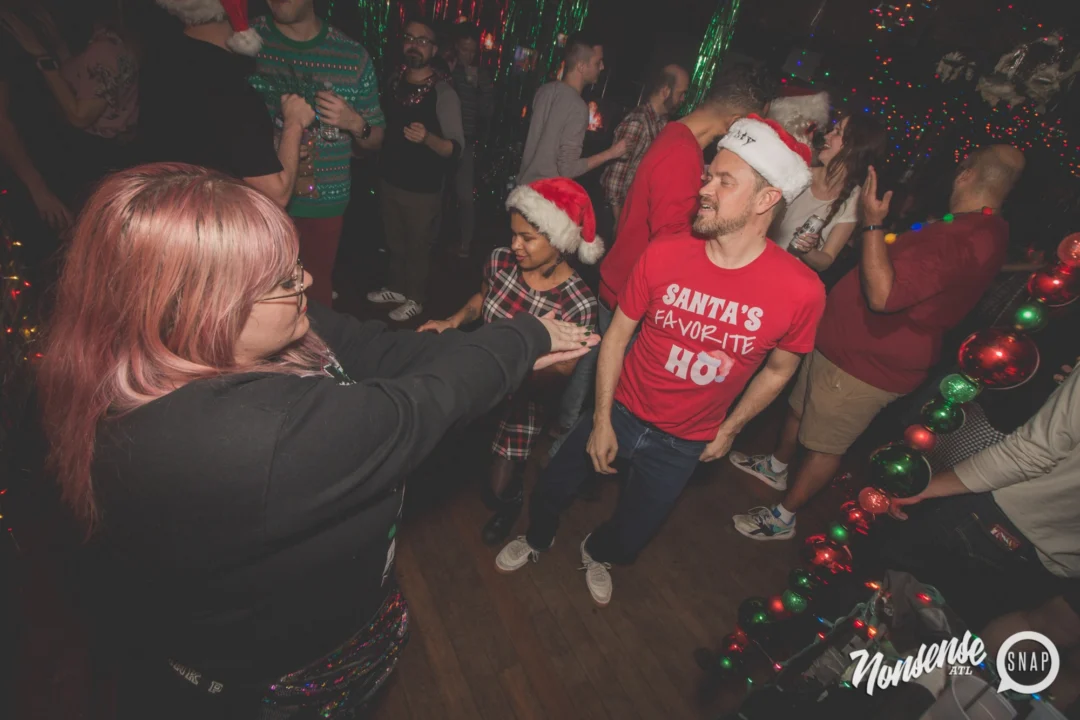 Nonsense Holiday Dance Party Spectacular 2019 at The Basement! Friday December 20, 2019. Santa! Krampus! Kimber! ALL OF THE LIGHTS! Photo by Oh Snap!