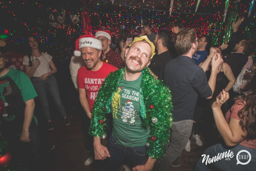 Nonsense Holiday Dance Party Spectacular 2019 at The Basement! Friday December 20, 2019. Santa! Krampus! Kimber! ALL OF THE LIGHTS! Photo by Oh Snap!