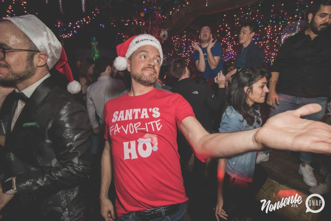 Nonsense Holiday Dance Party Spectacular 2019 at The Basement! Friday December 20, 2019. Santa! Krampus! Kimber! ALL OF THE LIGHTS! Photo by Oh Snap!