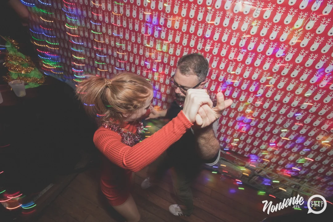 Nonsense Holiday Dance Party Spectacular 2019 at The Basement! Friday December 20, 2019. Santa! Krampus! Kimber! ALL OF THE LIGHTS! Photo by Oh Snap!