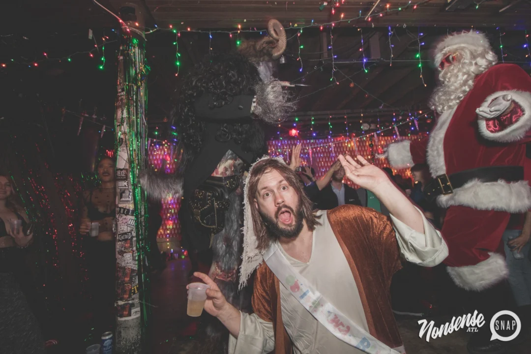 Nonsense Holiday Dance Party Spectacular 2019 at The Basement! Friday December 20, 2019. Santa! Krampus! Kimber! ALL OF THE LIGHTS! Photo by Oh Snap!