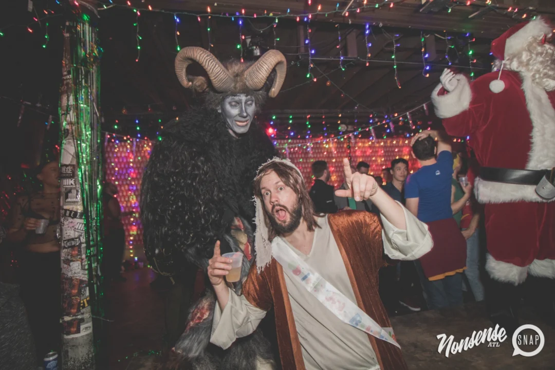 Nonsense Holiday Dance Party Spectacular 2019 at The Basement! Friday December 20, 2019. Santa! Krampus! Kimber! ALL OF THE LIGHTS! Photo by Oh Snap!