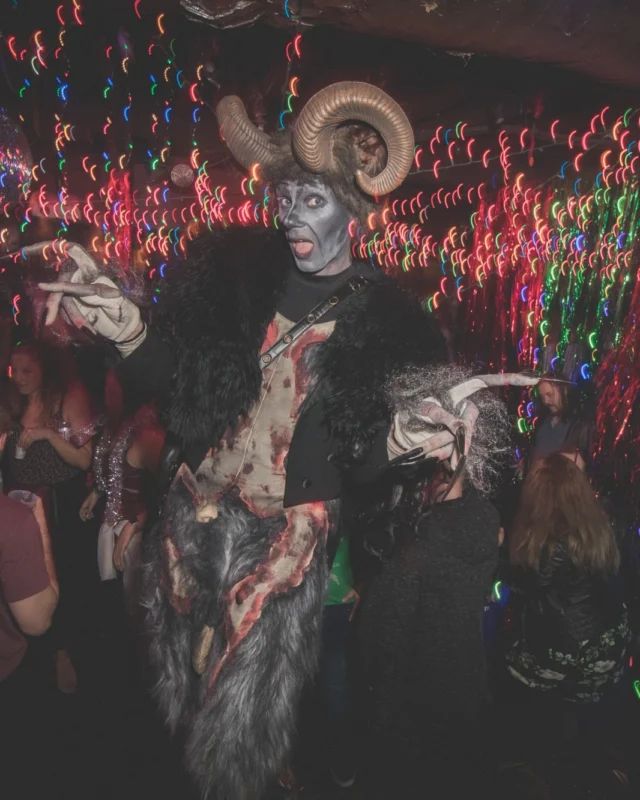Nonsense Holiday Dance Party Spectacular 2019 at The Basement! Friday December 20, 2019. Santa! Krampus! Kimber! ALL OF THE LIGHTS! Photo by Oh Snap!