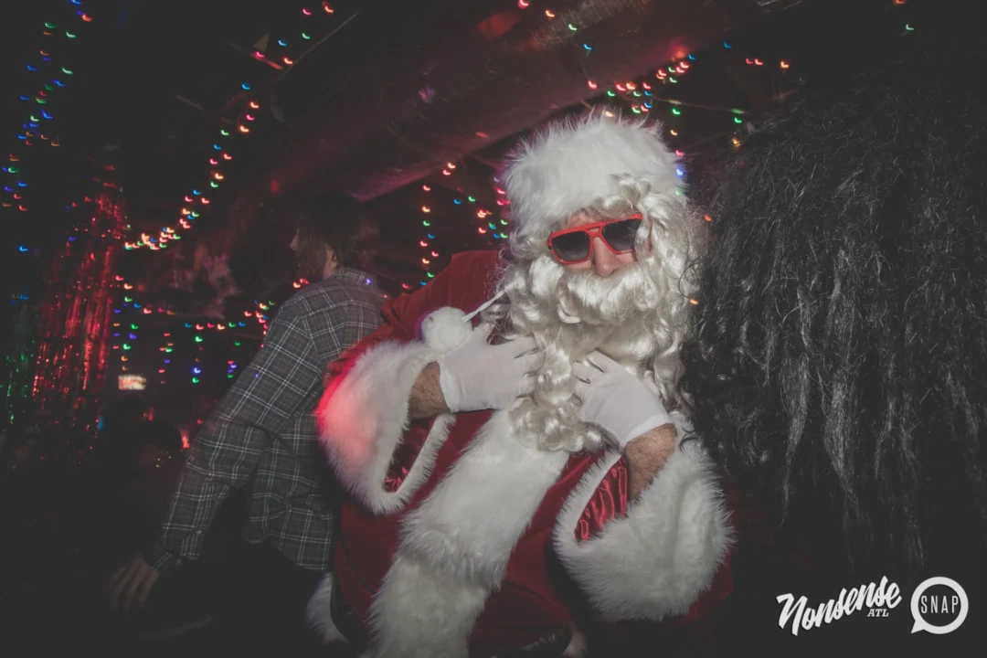 Nonsense Holiday Dance Party Spectacular 2019 at The Basement! Friday December 20, 2019. Santa! Krampus! Kimber! ALL OF THE LIGHTS! Photo by Oh Snap!