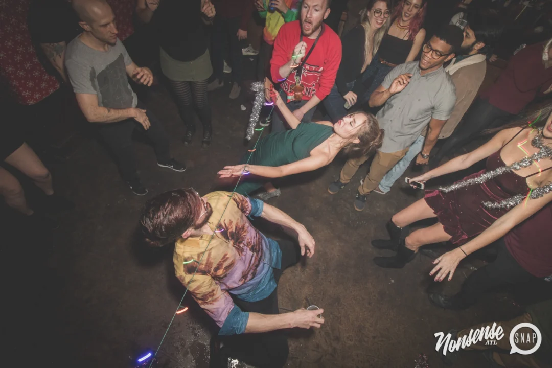 Nonsense Holiday Dance Party Spectacular 2019 at The Basement! Friday December 20, 2019. Santa! Krampus! Kimber! ALL OF THE LIGHTS! Photo by Oh Snap!