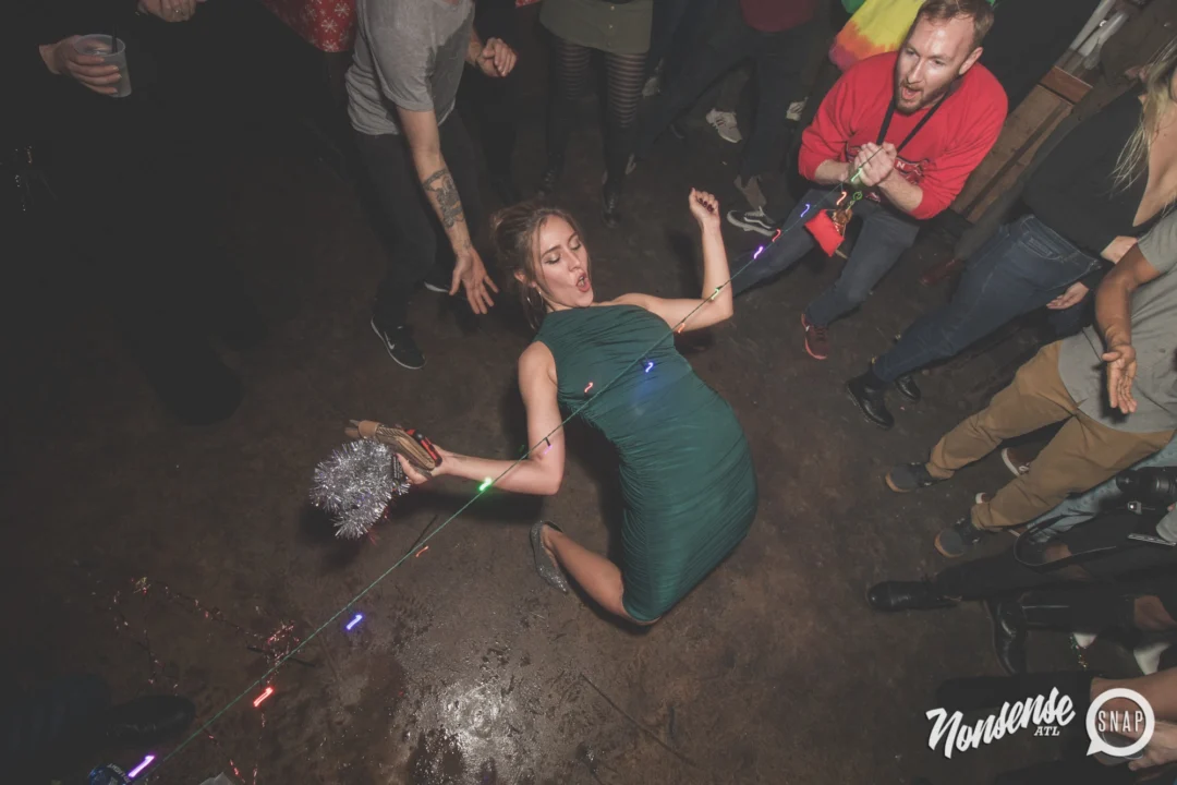 Nonsense Holiday Dance Party Spectacular 2019 at The Basement! Friday December 20, 2019. Santa! Krampus! Kimber! ALL OF THE LIGHTS! Photo by Oh Snap!