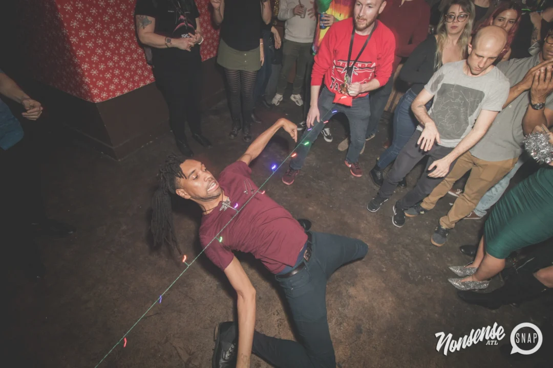 Nonsense Holiday Dance Party Spectacular 2019 at The Basement! Friday December 20, 2019. Santa! Krampus! Kimber! ALL OF THE LIGHTS! Photo by Oh Snap!