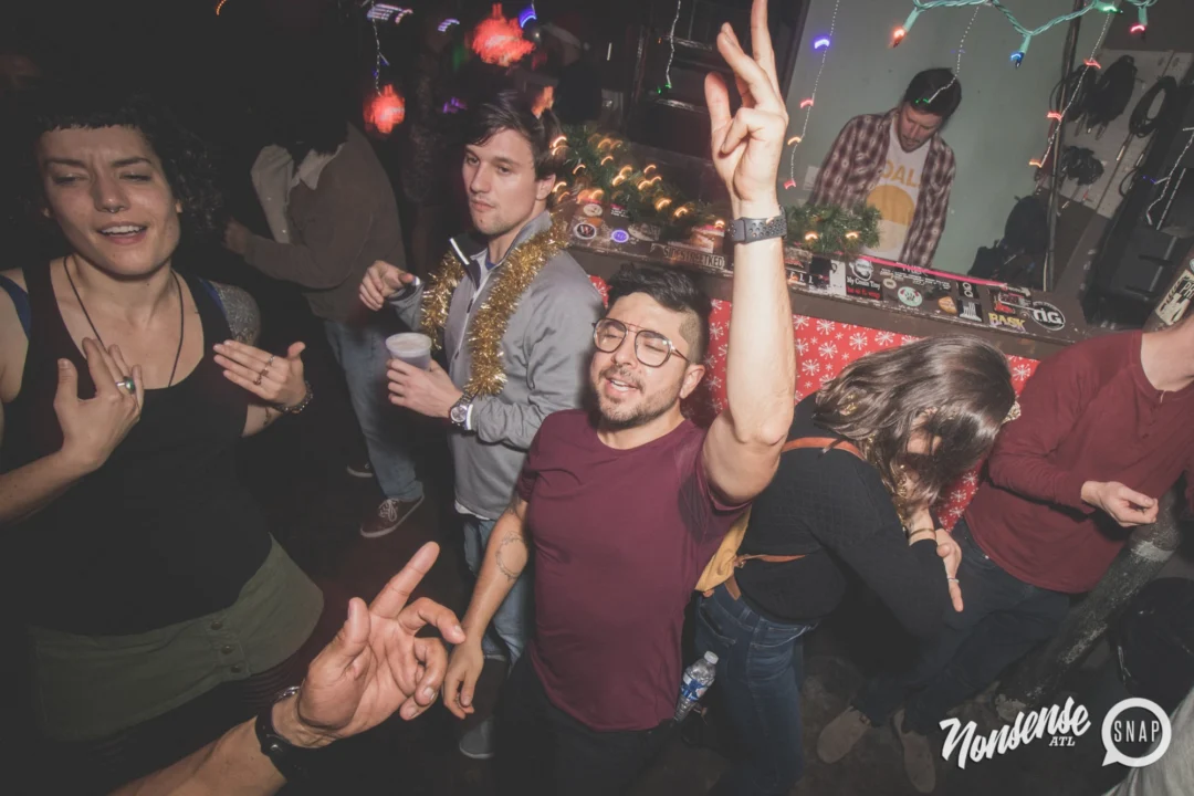 Nonsense Holiday Dance Party Spectacular 2019 at The Basement! Friday December 20, 2019. Santa! Krampus! Kimber! ALL OF THE LIGHTS! Photo by Oh Snap!