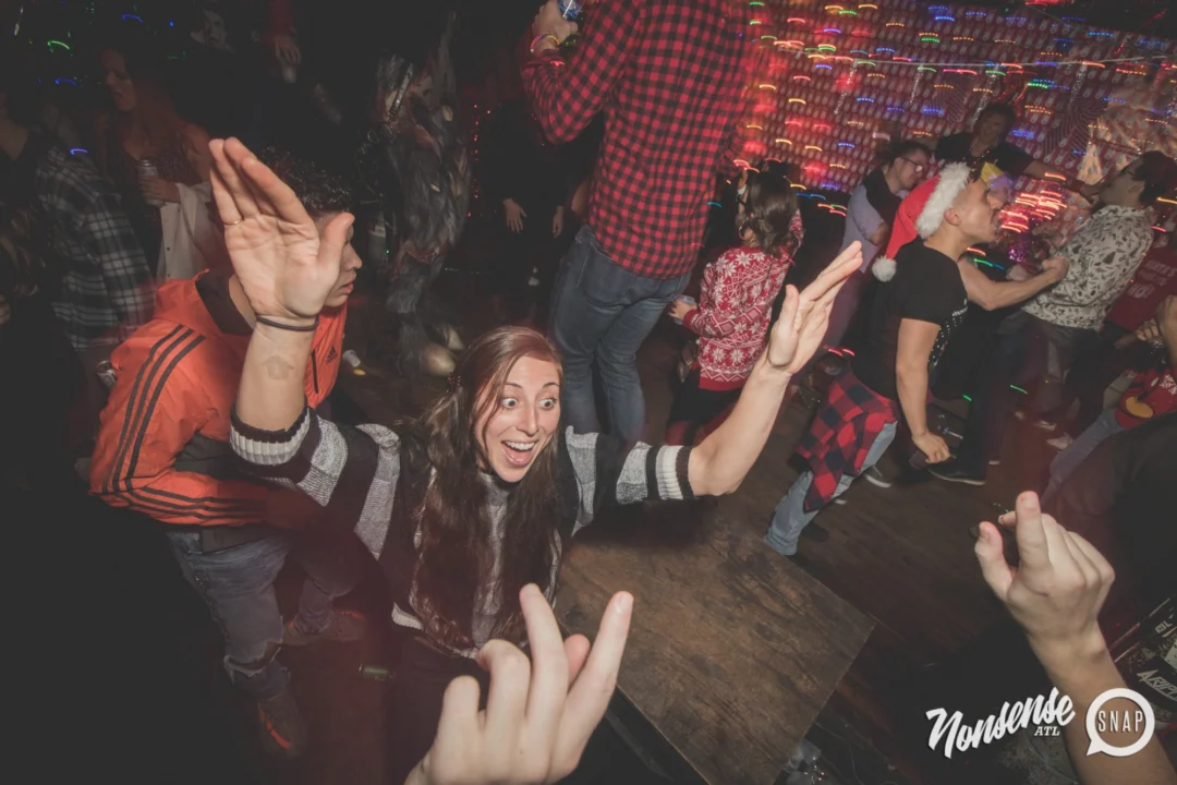 Nonsense Holiday Dance Party Spectacular 2019 at The Basement! Friday December 20, 2019. Santa! Krampus! Kimber! ALL OF THE LIGHTS! Photo by Oh Snap!