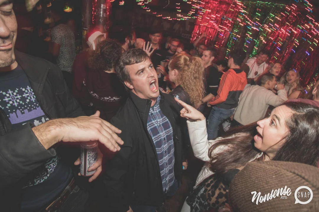 Nonsense Holiday Dance Party Spectacular 2019 at The Basement! Friday December 20, 2019. Santa! Krampus! Kimber! ALL OF THE LIGHTS! Photo by Oh Snap!