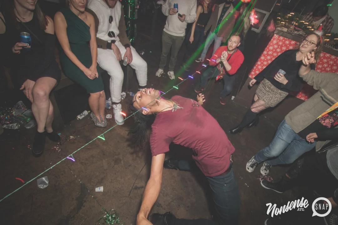 Nonsense Holiday Dance Party Spectacular 2019 at The Basement! Friday December 20, 2019. Santa! Krampus! Kimber! ALL OF THE LIGHTS! Photo by Oh Snap!