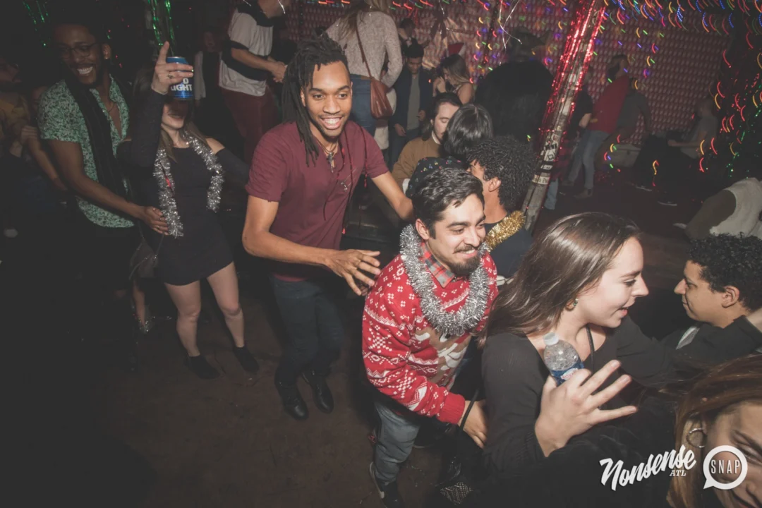 Nonsense Holiday Dance Party Spectacular 2019 at The Basement! Friday December 20, 2019. Santa! Krampus! Kimber! ALL OF THE LIGHTS! Photo by Oh Snap!