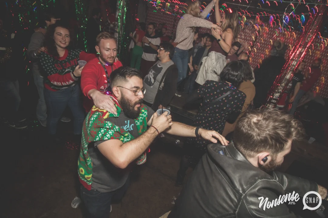 Nonsense Holiday Dance Party Spectacular 2019 at The Basement! Friday December 20, 2019. Santa! Krampus! Kimber! ALL OF THE LIGHTS! Photo by Oh Snap!