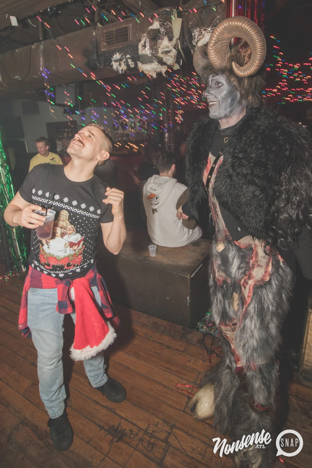 Nonsense Holiday Dance Party Spectacular 2019 at The Basement! Friday December 20, 2019. Santa! Krampus! Kimber! ALL OF THE LIGHTS! Photo by Oh Snap!