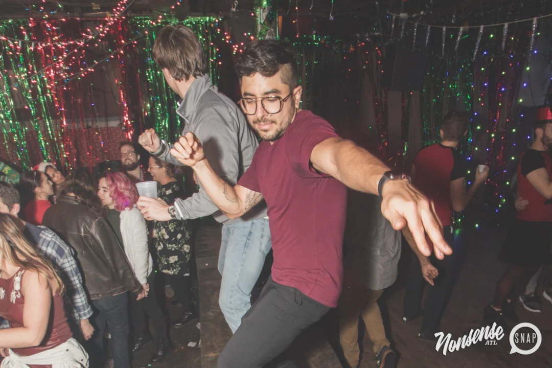 Nonsense Holiday Dance Party Spectacular 2019 at The Basement! Friday December 20, 2019. Santa! Krampus! Kimber! ALL OF THE LIGHTS! Photo by Oh Snap!