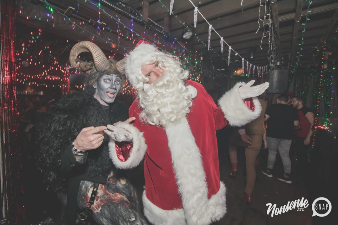 Nonsense Holiday Dance Party Spectacular 2019 at The Basement! Friday December 20, 2019. Santa! Krampus! Kimber! ALL OF THE LIGHTS! Photo by Oh Snap!