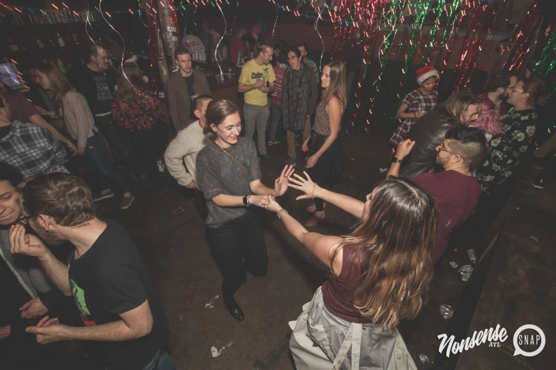 Nonsense Holiday Dance Party Spectacular 2019 at The Basement! Friday December 20, 2019. Santa! Krampus! Kimber! ALL OF THE LIGHTS! Photo by Oh Snap!