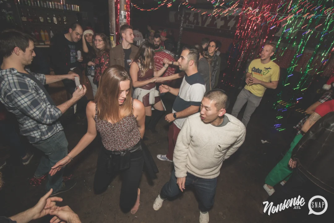 Nonsense Holiday Dance Party Spectacular 2019 at The Basement! Friday December 20, 2019. Santa! Krampus! Kimber! ALL OF THE LIGHTS! Photo by Oh Snap!