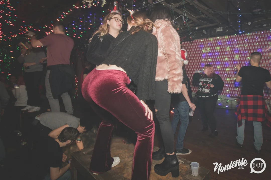 Nonsense Holiday Dance Party Spectacular 2019 at The Basement! Friday December 20, 2019. Santa! Krampus! Kimber! ALL OF THE LIGHTS! Photo by Oh Snap!