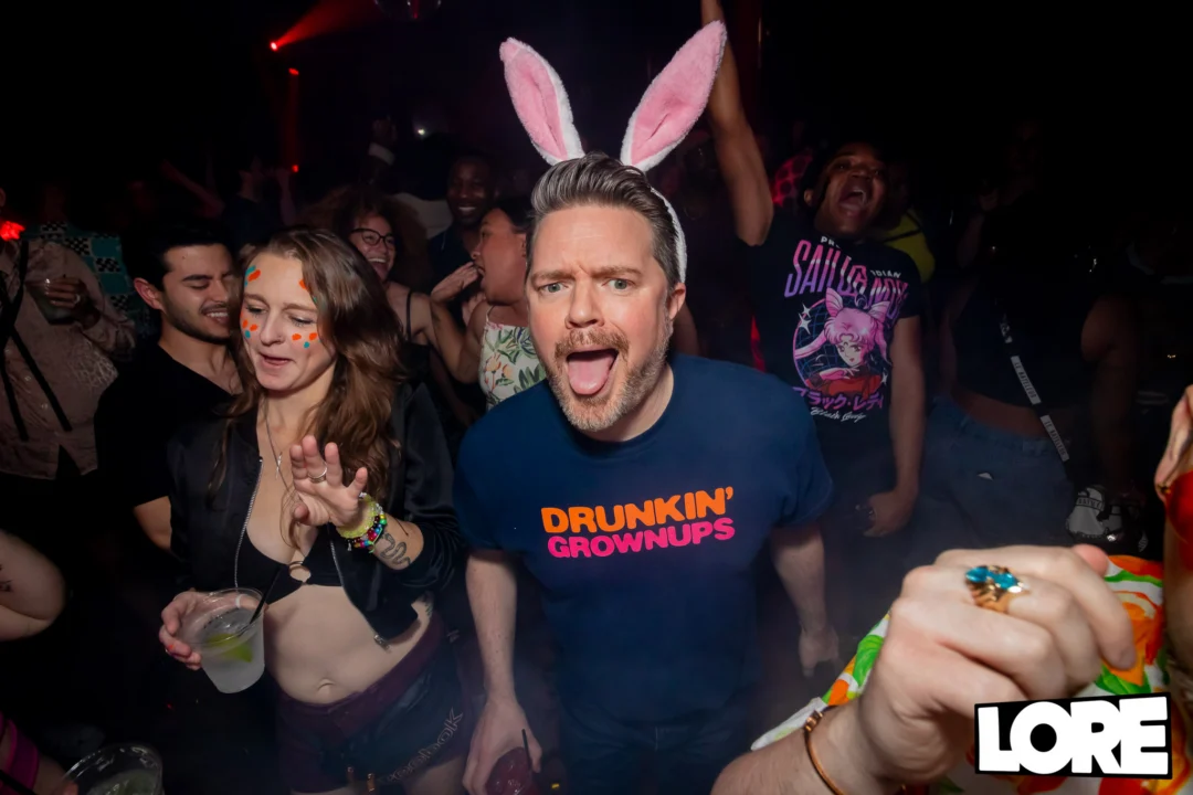 Nonsense dance party - April 2025 (Easter Edition) - Kimber and Tacosaurus Rex were the DJs - Photo by @hellacurious